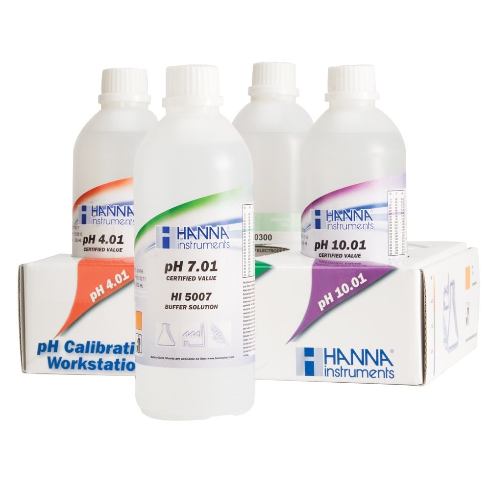 Kombipack Kalibrierlösung pH 4,01;7,01;10,01 und Aufbewahrungslösung, 4 500mL-Flaschen