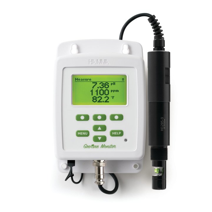 GroLine® pH- und Leitfähigkeitsmonitor für die Hydroponik mit Inline-Sonde