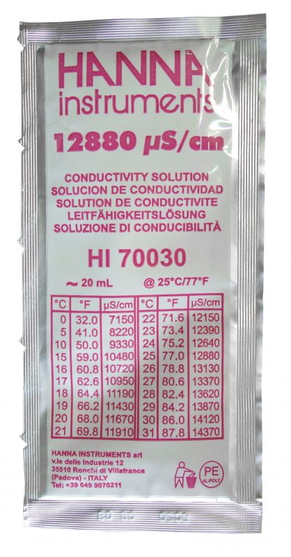 Kalibrierlösung Leitfähigkeit 12,88 mS/cm, mit Analysenzertifikat, 25 x 20mL-Beutel