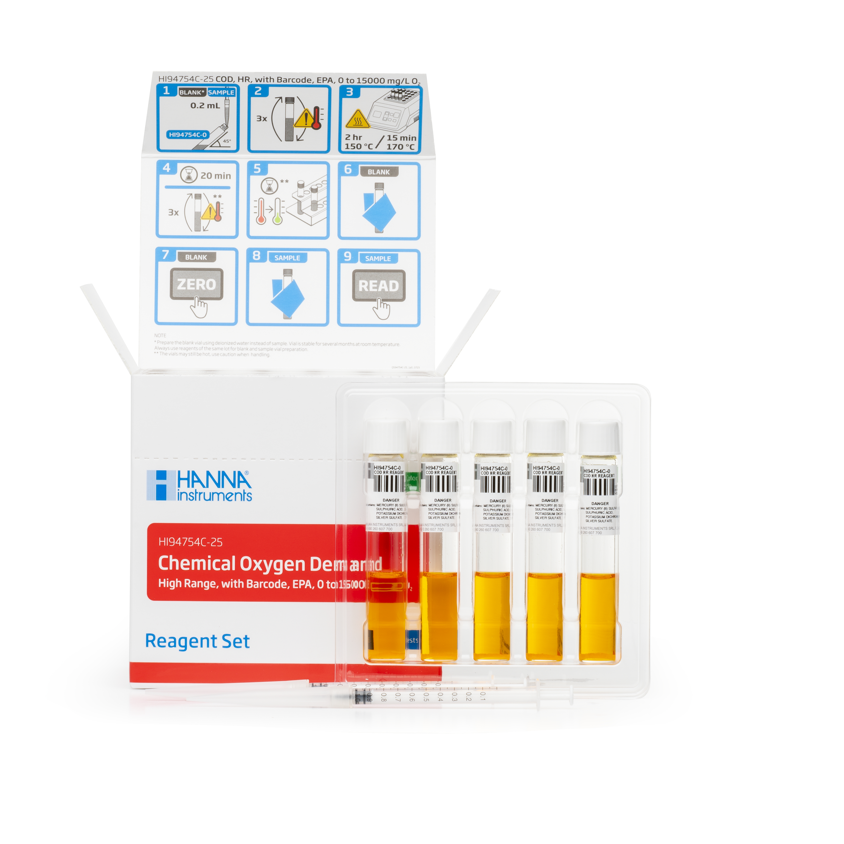 CSB-Reagenzien, hoher Messbereich, Dichromat-Methode, 25 Stück, mit Barcode