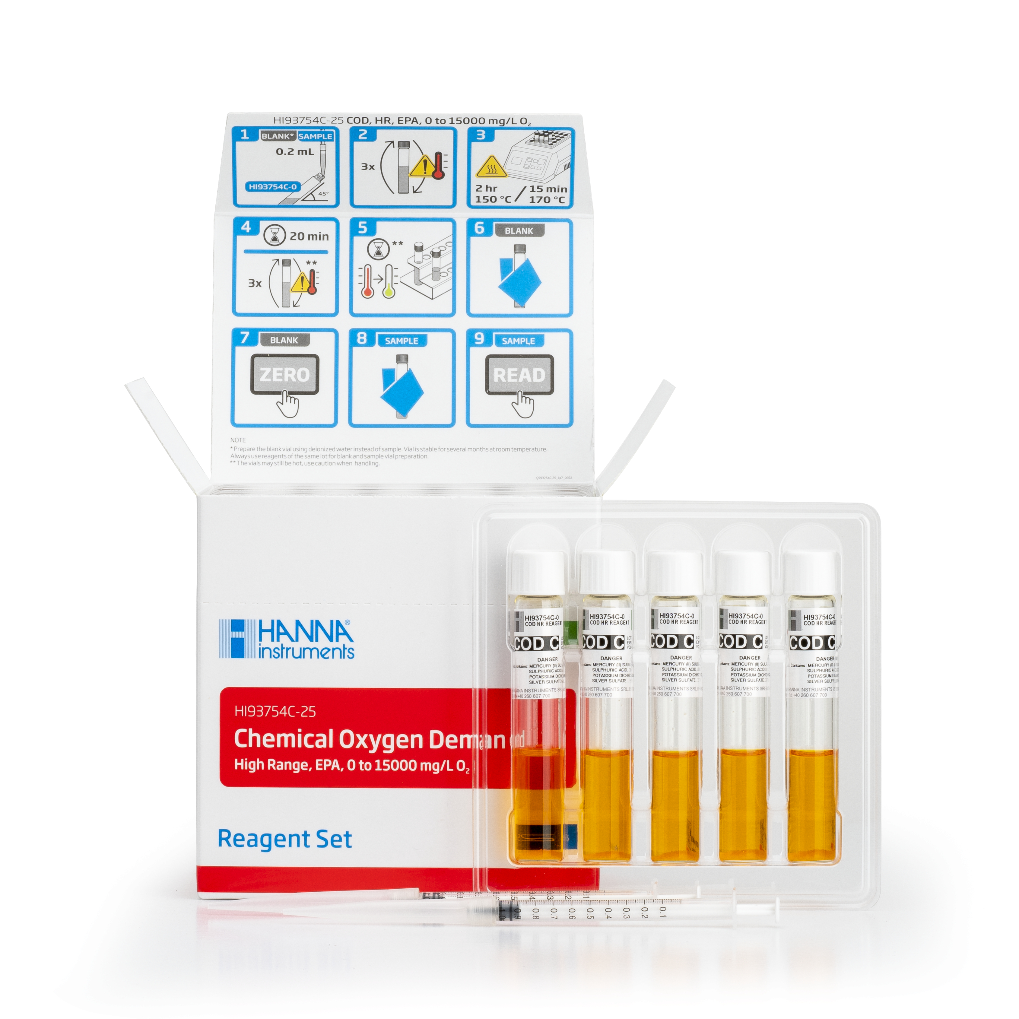 CSB-Reagenzien, hoher Messbereich, Dichromat-Methode, 25 Stück