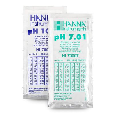 Kalibrierlösung pH 7,01 + 10,01; Standardqualität,  je 5 x 20mL-Beutel